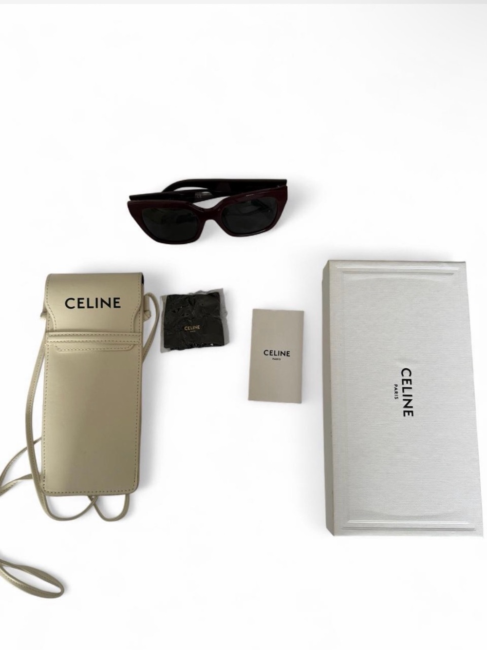 Celine Women's Burgundy Sunglasses with Cream Case